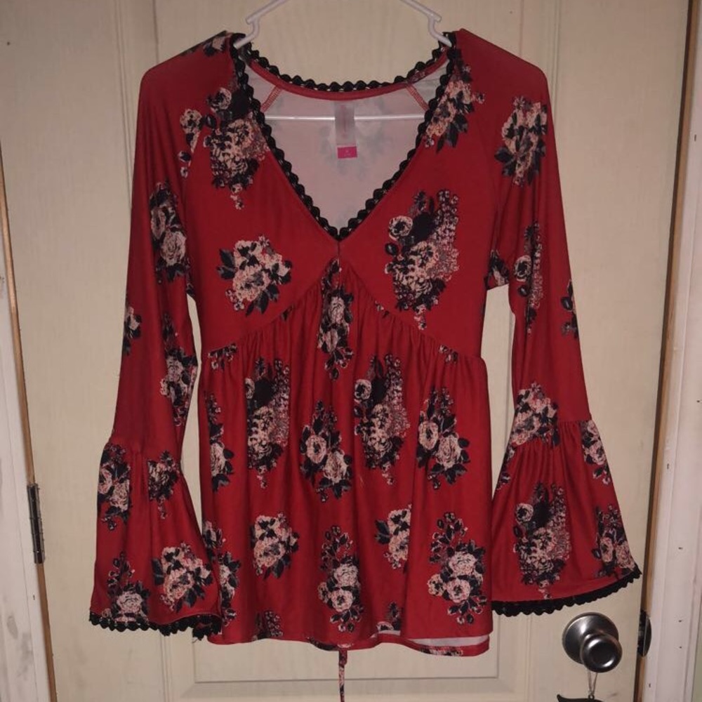 Red floral shirt